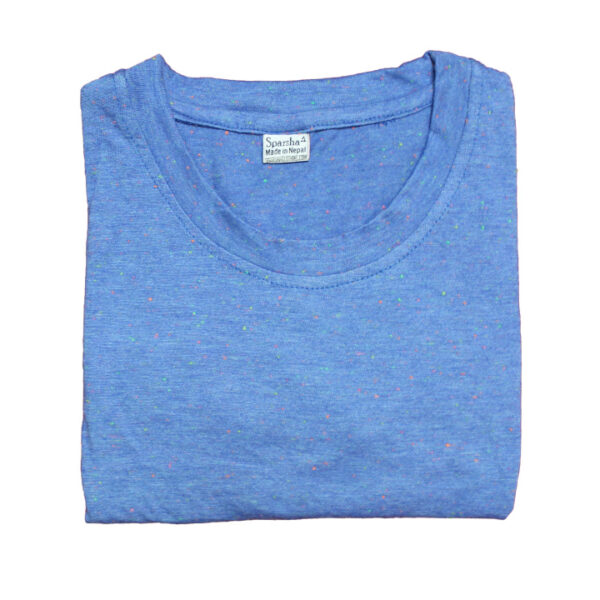 Sparsha Dotted Blue Plain T-Shirt For Women