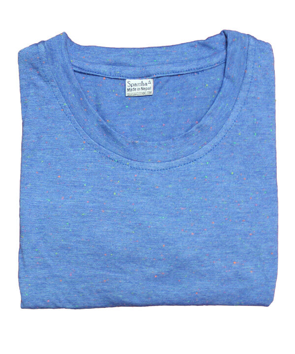 Sparsha Dotted Blue Plain T-Shirt For Women