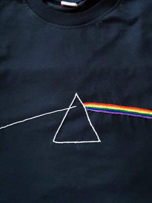 Pink Floyd Hand Embroidery T-Shirt-Black
