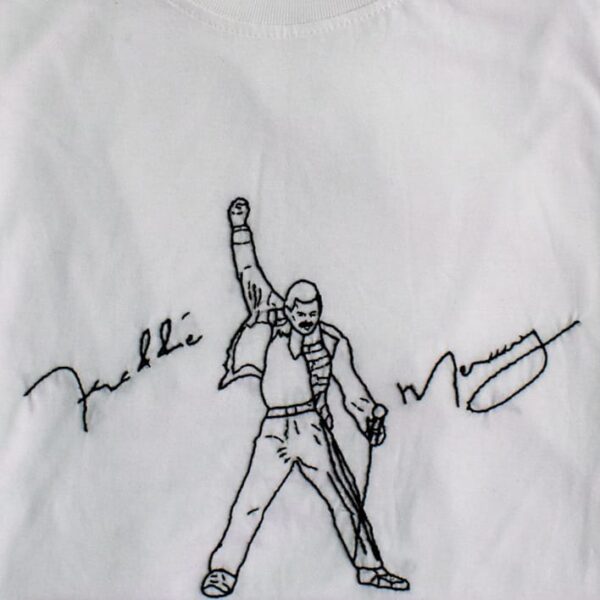 Freddie Mercury Hand Embroidery T-Shirt (White)