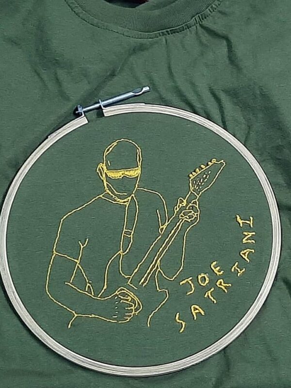 Joe Satriani Hand Embroidery T-Shirt-Light Green
