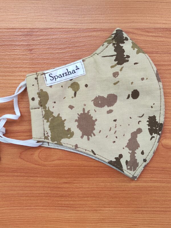 Sparsha 3 Layer Reusable Cotton Mask- Off White/Combat Print