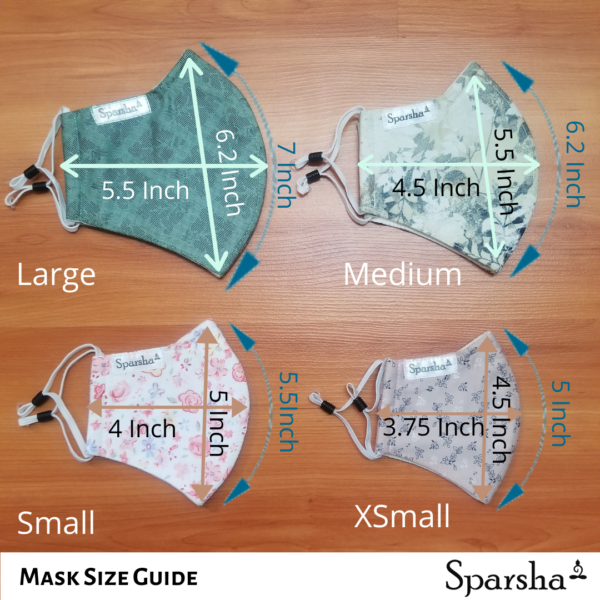 Sparsha 3 Layer Reusable Cotton Mask- Combo of 8(D7) Medium Size
