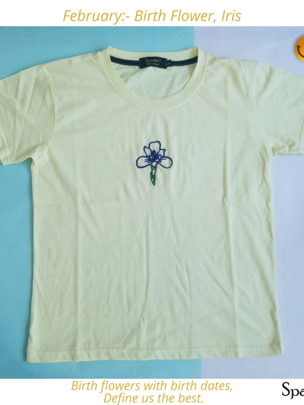 Sparsha Flower Hand Embroidered Lemon Yellow T-Shirt