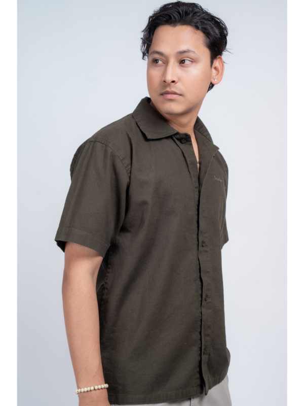 Summer Cotton Linen Blend Shirt – Dark Green