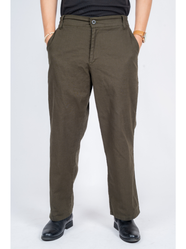 Summer Cotton Linen Blend Pant – Dark Green